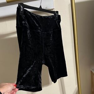 Good American Black Velvet Bike Shorts